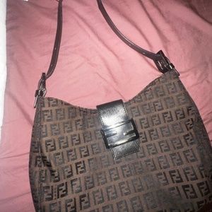 Authentic Fendi Zucca Monogram Logo Brown Black 90s y2k shoulder bag